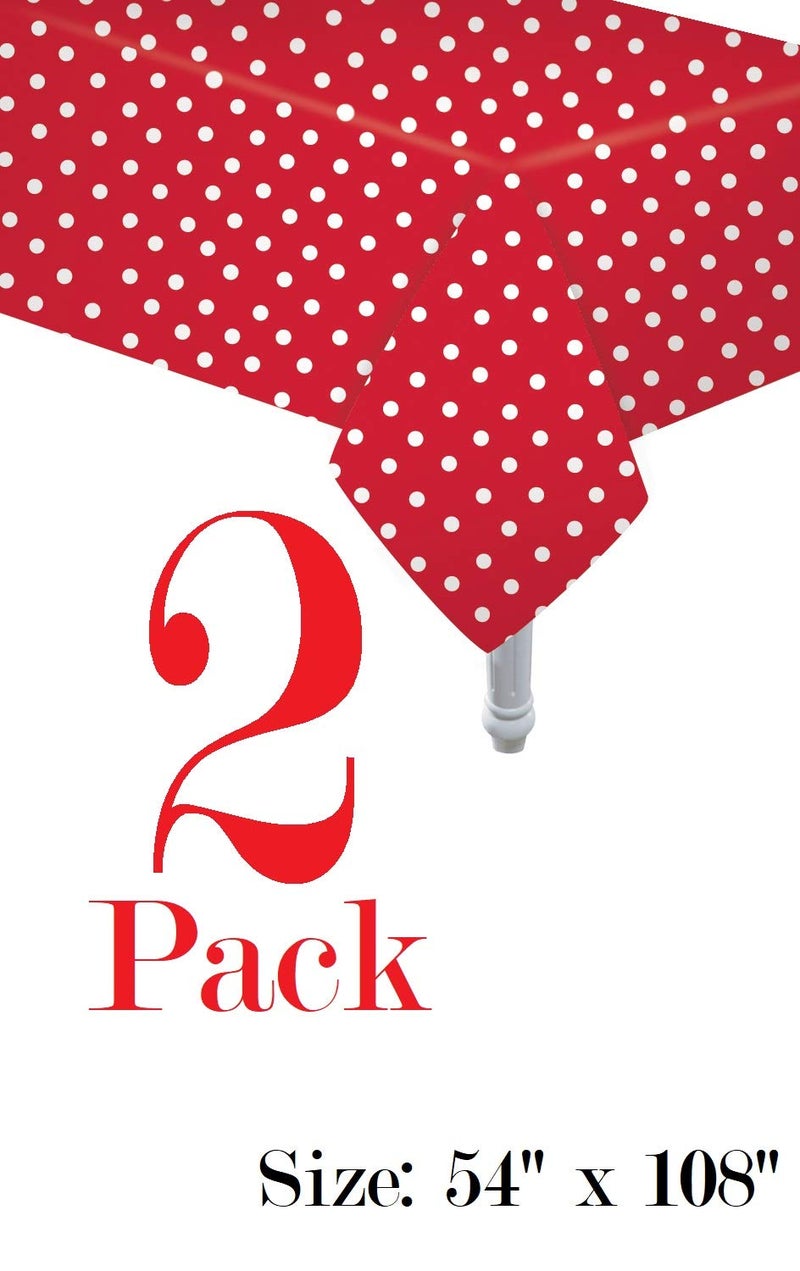 Oojami Serves 30 Complete Party Pack Red Polka Dot Party Supplies 9" Dinner Paper Plates 7" Dessert Paper Plates 9 oz Cups 3 Ply Napkins 2 Red Polka Dot Table Cover Size: 54" x 108" - Image 3